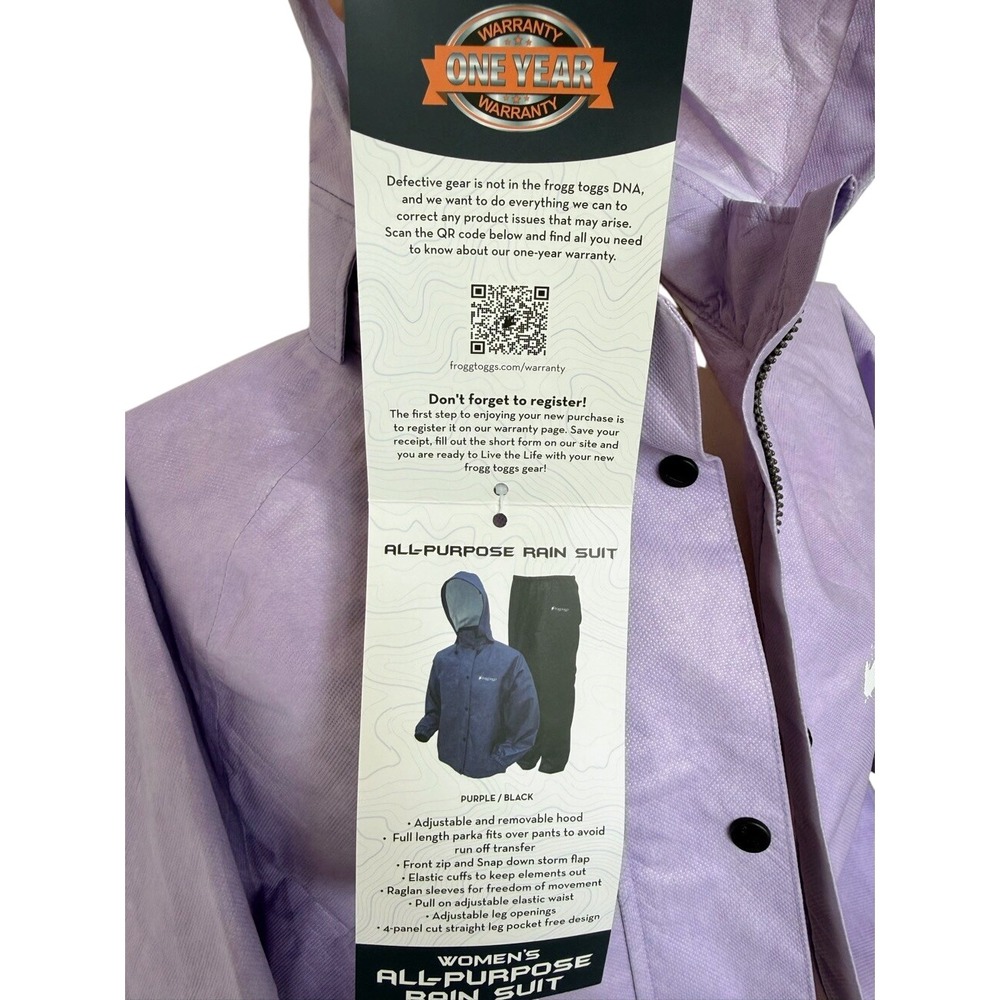 Frogg Toggs Rain Jacket Womens XL Purple Black Classic All-Purpose 'Jacket Only' - Picture 3 of 10
